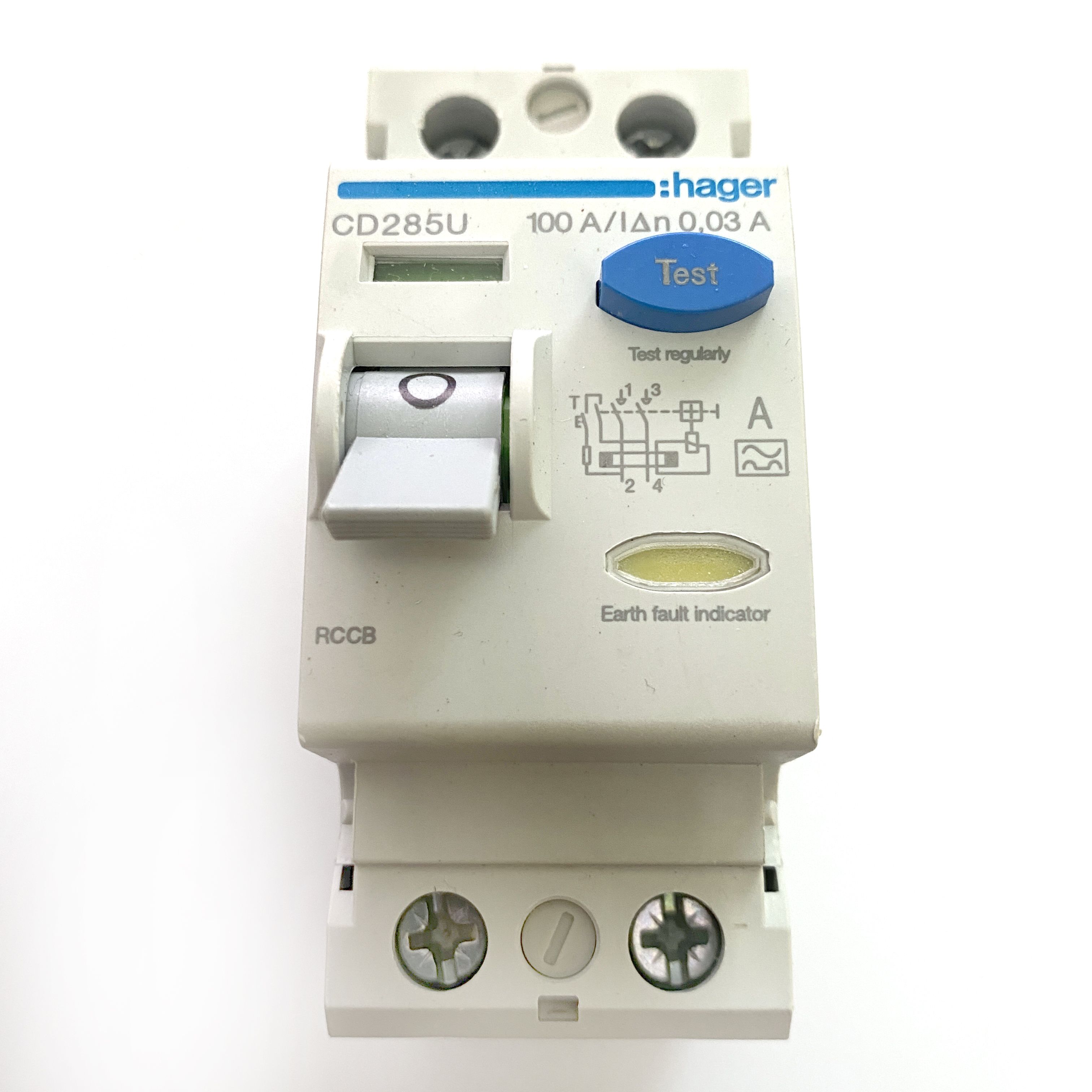 Hager CD285U Interruttore Differenziale 100A 2 Poli 30mA Tipo A – Nuovo, Mai Usato